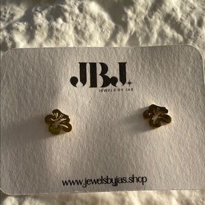 Gold Hawaiian Hibiscus Stud Earrings
